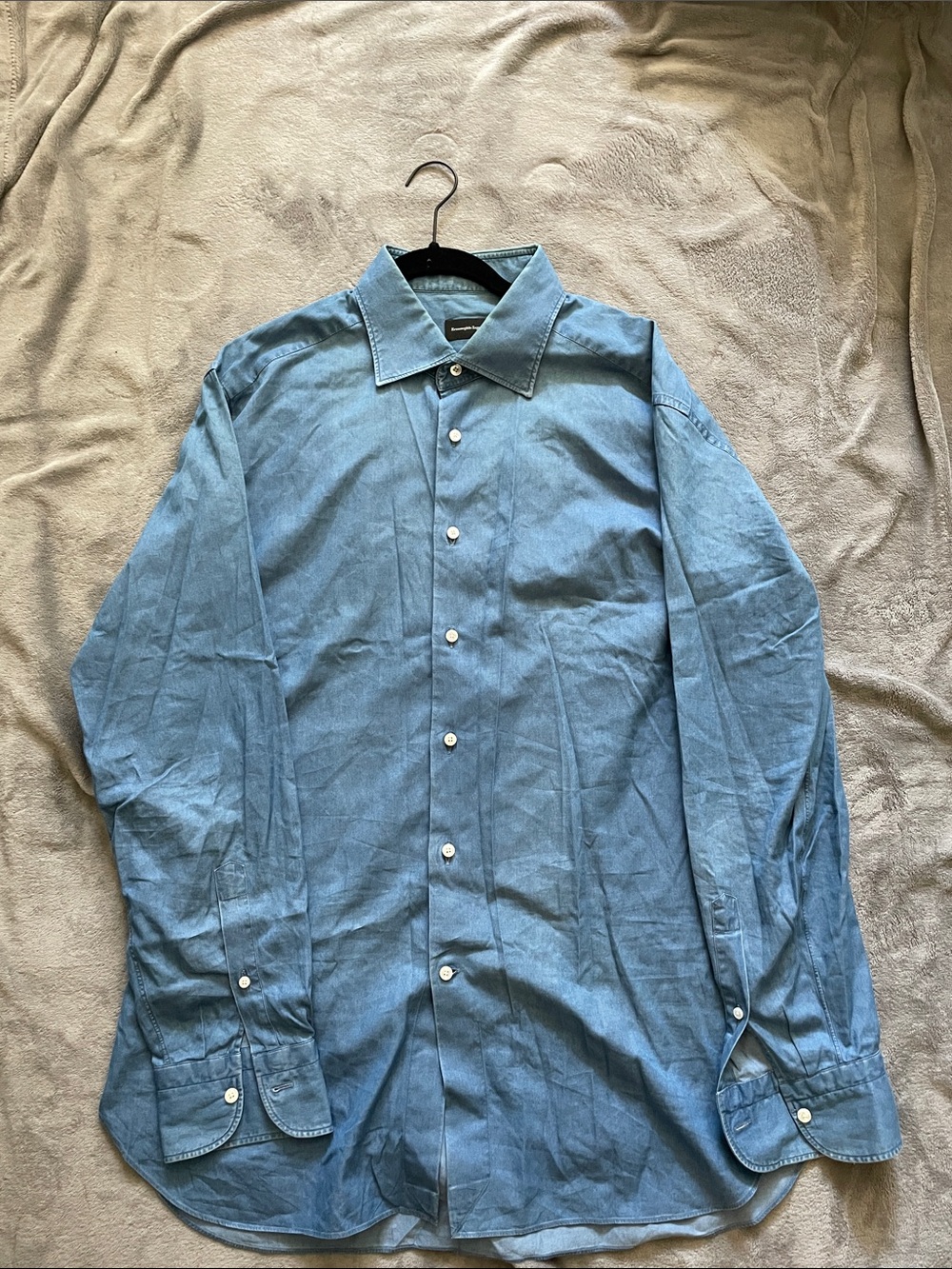 Ermenegildo Zegna Blue Long-Sleeve Dress Shirt